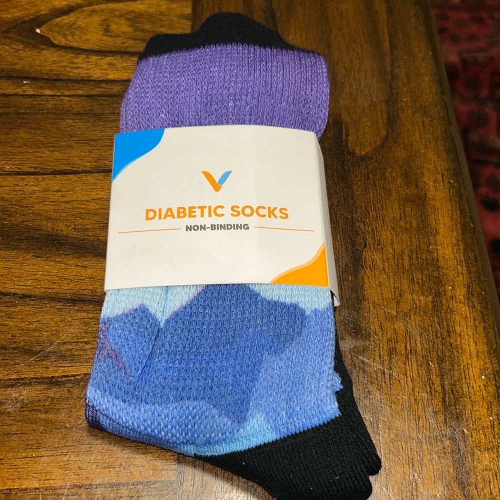 Viasox Unisex Milti color Diabetic Non-Binding socks - Size: Large